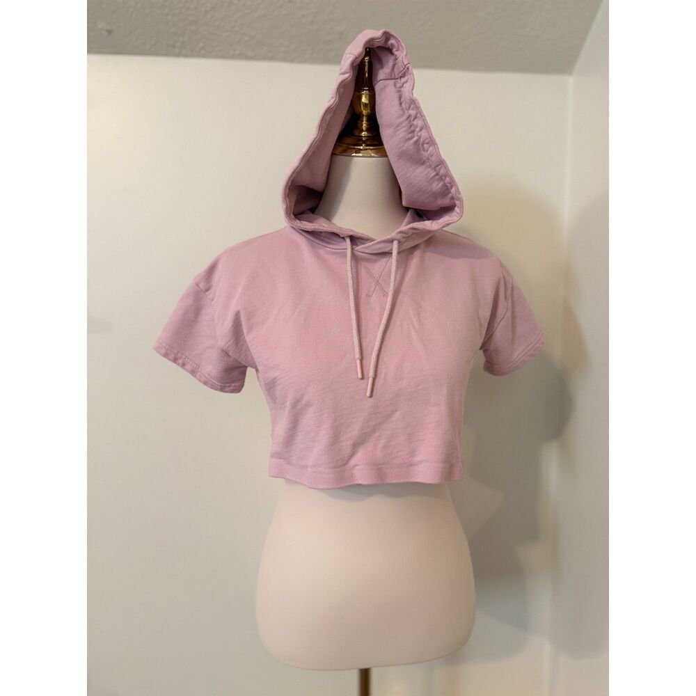 Gymshark Legacy Fitness Cropped Short Sleeve Hoodie Dusty Rose Pink XS